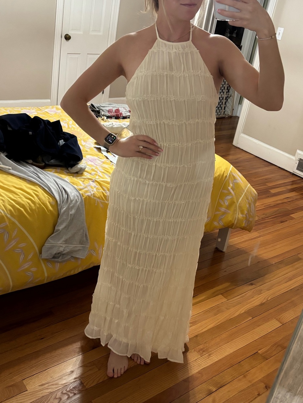 Peppermayo Cream Halter Maxi Dress
